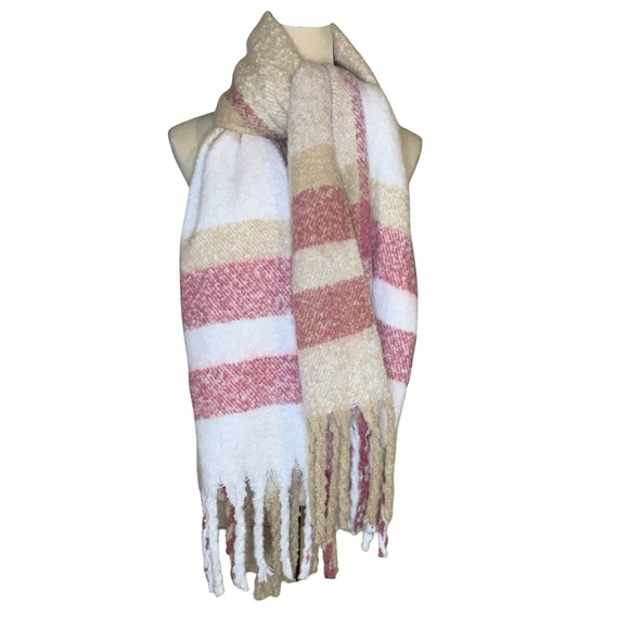 Calvin Klein Accessories - Calvin Klein Striped Pink and Cream Scarf-NWT